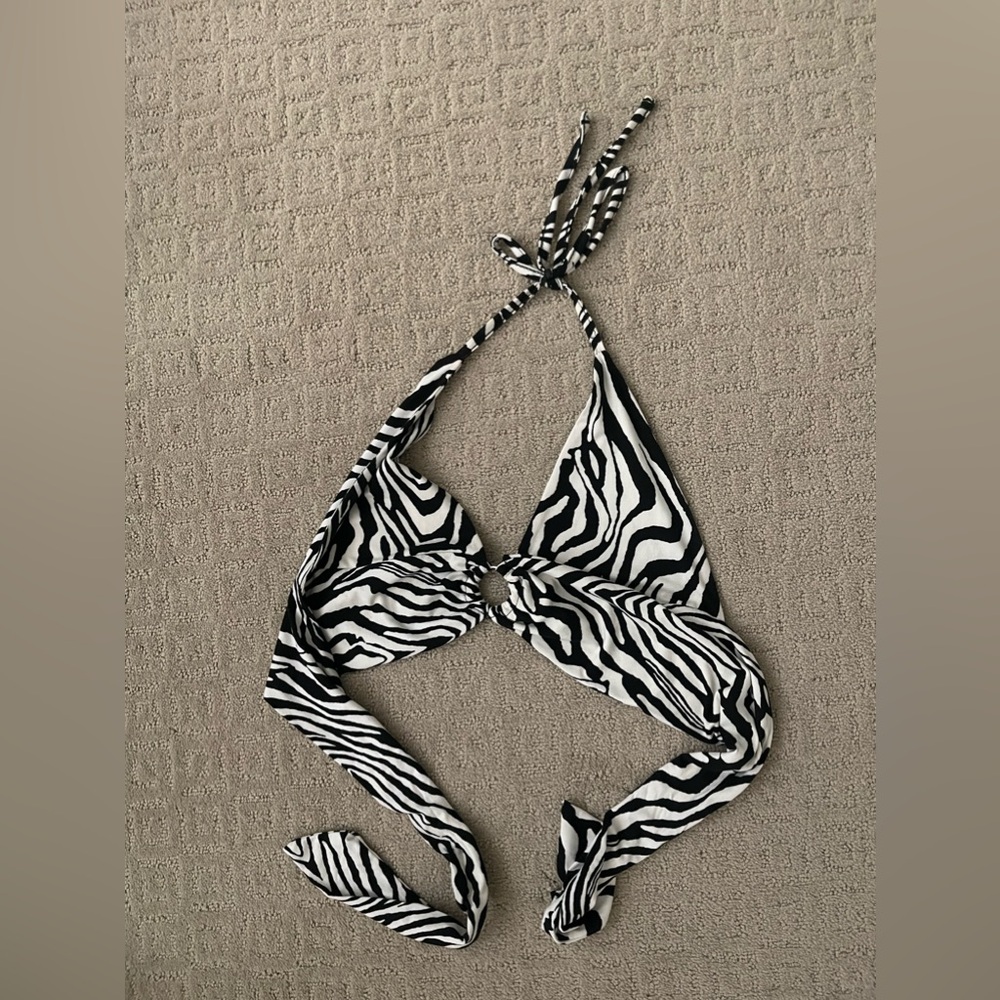 Zebra Shein Tie Top
